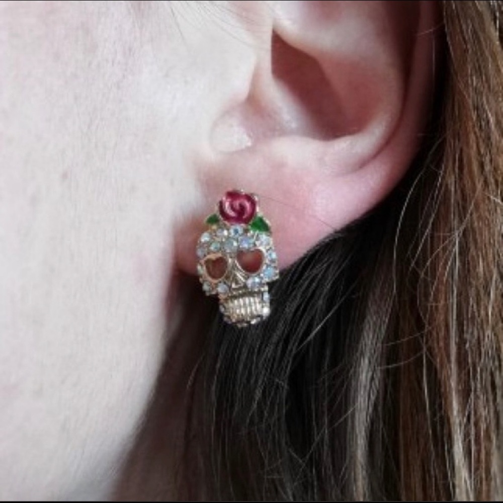 Calavera Sugar Skull Earrings - Picture 2 of 2